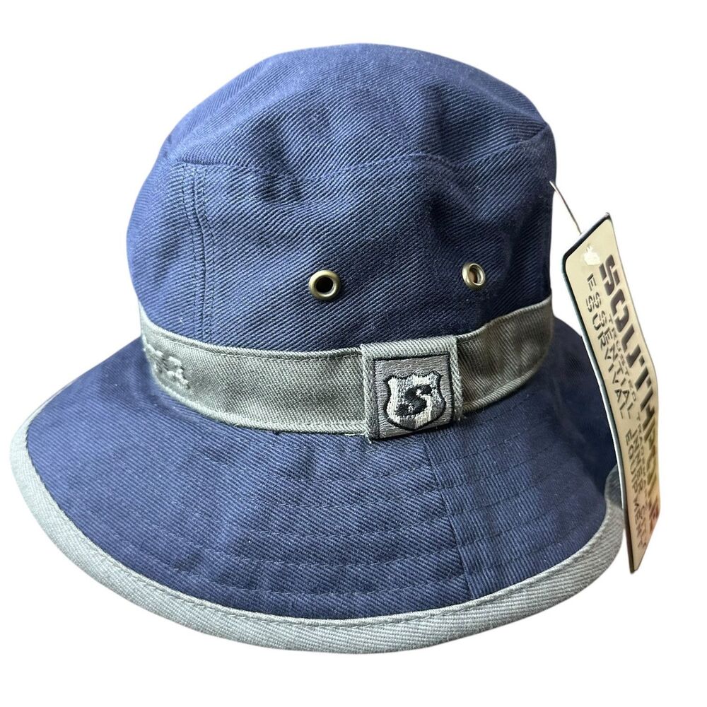 NWT Vintage South Pole Bucket Hat Adult Small Y2K Southpole Navy/Gray Hat